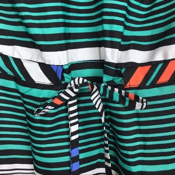 MERONA Sun Dress V Neck Hi Lo Drawstring Waist Stripe Sleeveless Size Small - Picture 3 of 11